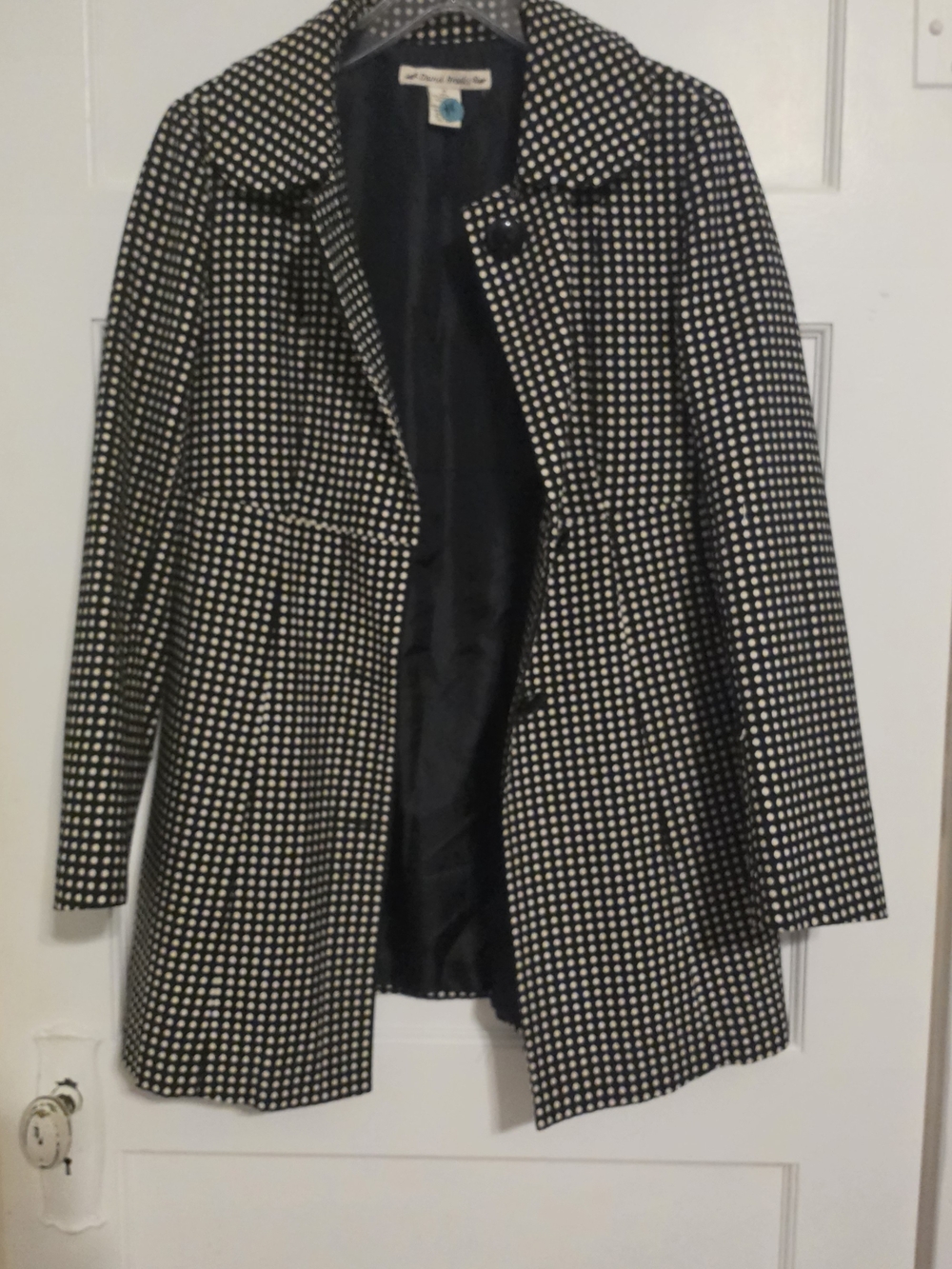 david brooks Black and White Polka Dot Pea Coat